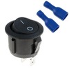 On/Off Round Rocker Switch + Female 6.3mm Spade Connectors SPST