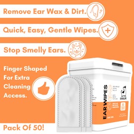 Dog Ear Wipes | Soft, Quick & Easy Ear Wipes For Dogs | Remove Wax, Dirt & Stop Smelly, Itchy Dog Ears | 50 Soothing Aloe Vera Dog Ear Cleaning Finger Wipes!