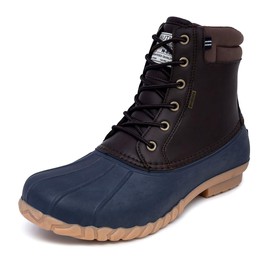 Nautica Mens Channing Waterproof Snow & Rain, Insulated Duck Boot-Big And Tall-Wide Width -Brown/Navy-16
