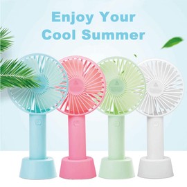 Jumyshe Handheld Fan,2000mAh Portable Hand Fan, USB Rechargeable Hand Fan,3 Speed Personal Desk Table Fan with Base,Personal Fan Operate for Outdoor, Indoor, Commute, Office, Travel Blue
