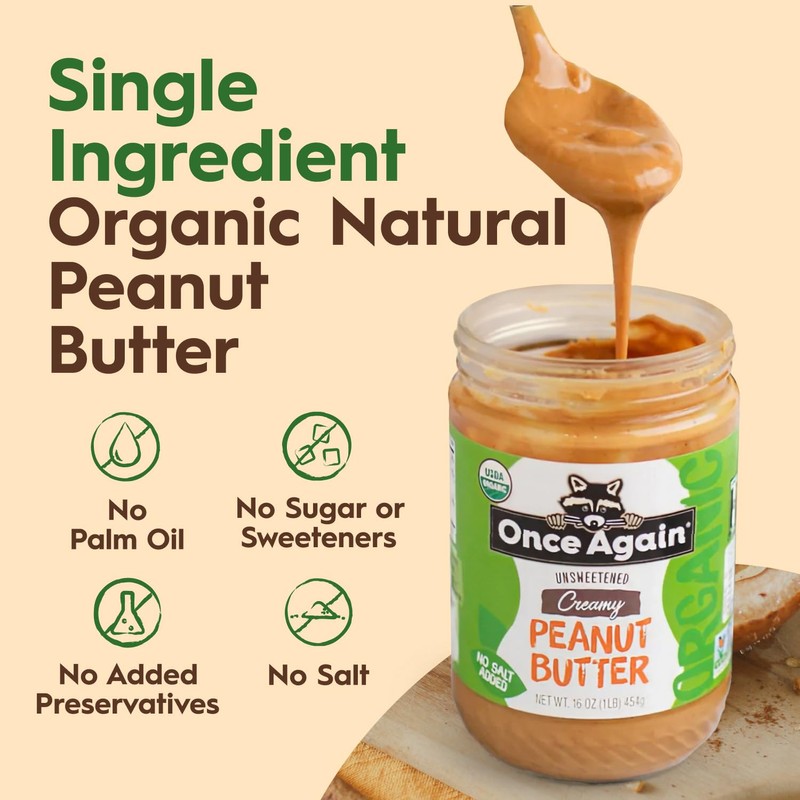 Once Again Organic Creamy Peanut Butter No Sugar Added -