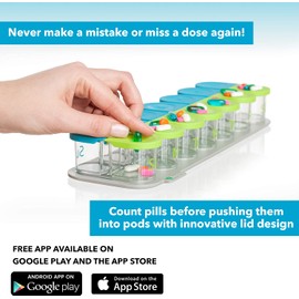 Sagely Smart Extra Large Pill Organizer - Sleek XL 7 Day AM/PM Pill Box with Free Reminder App