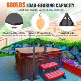 Hot Tub Handrail 360 Rotatable Spa Side Handrail 48"-63" Adjustable Height Rust-Proof Aluminum Spa Step Assistive Device for HotSize: Size 63 inch