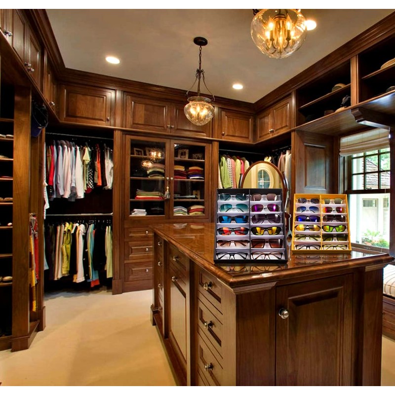 jiffordwind 12 Slot Polyester Silk Lining Sunglasses Display Case with