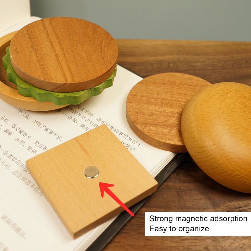 Hamburger Coaster Set Heat Insulation Cute Exquisite Wood Drink Coasters