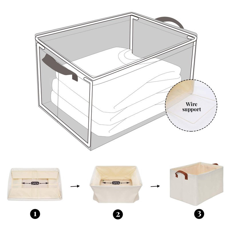 StorageWorks Storage Bins for Shelves with Metal Frame, Rectangle Storage