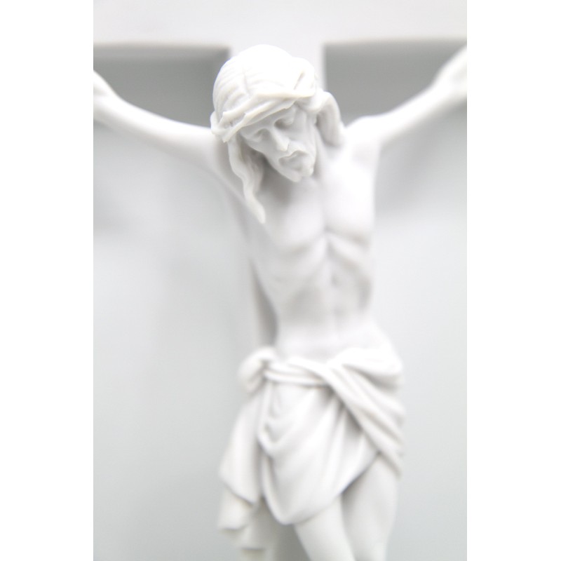 Vittoria Collection 16" Wall Crucifix Cross Jesus White Stone Corpus