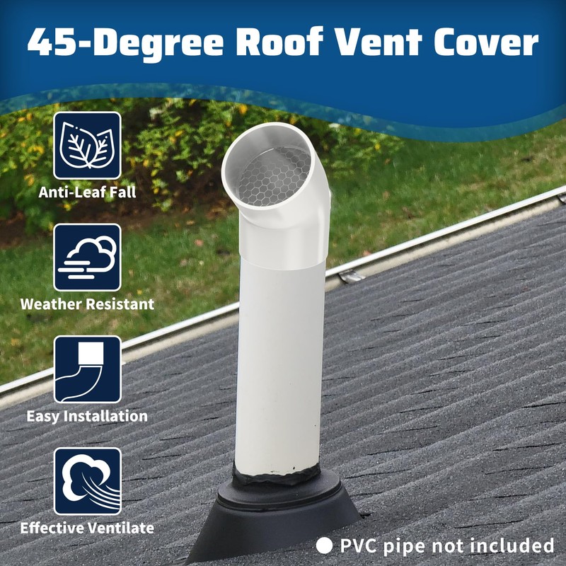 Pearwow PVC Vent Termination Cap, 1 Pcs Roof Vent Cap