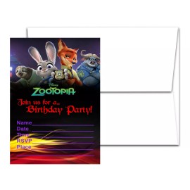 Crafting Mania LLC 12 Zootopia Birthday Invitation Cards (12 White Envelops Included) #1