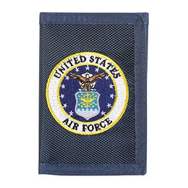 Eagle Emblem US Air Force Adult Men's Blue Faux Leather Trifold Wallet