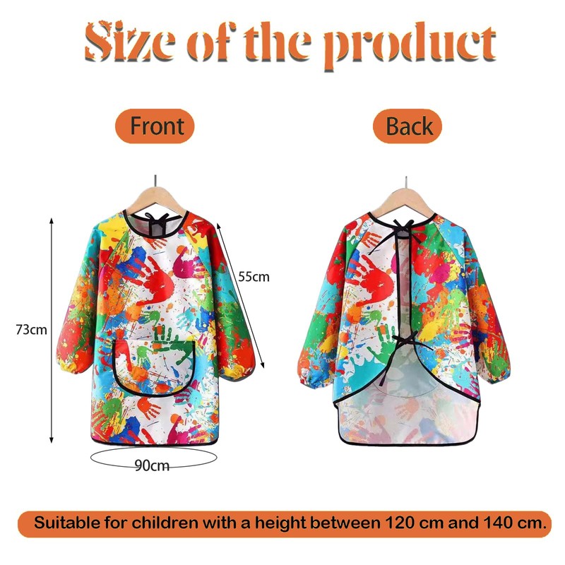 Weenwill Kids Painting Apron,Waterproof Graffiti Childrens Apron Long Sleeve With