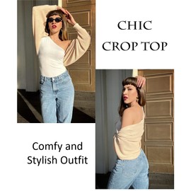 Hotouch Y2K Bolero 2023 Fall Long Batwing Sleeve Cardigan Cropped Open Front Shrug Sweaters Apricot