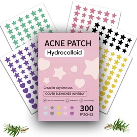 300 Piezas Parches para Acné Hidrocoloides Lindos, Forma Estrellapimple patch, Absorben Secreción, Invisibles, Reparación Rápida para Espinillas, Piel Sensible y Todo Tipo de Piel