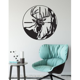 Hunting Gifts for Men. Deer Hunting Theme. Deer in Scope Vinyl Wall Decal. Rifle Scope Home Decor. Hunter Home Decor. #GFoster105