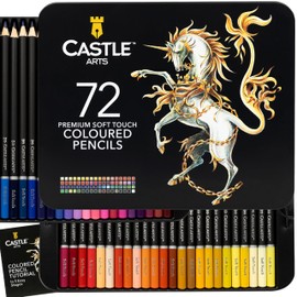 Castle Art Supplies Colored Pencils Set | 72 Premium Soft Core Colored Leads for Adult Artists | Organized in Presentation Tin Case