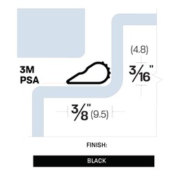 Fire/Smoke Self Adhesive Silicone Door Gasketing in black (5884S), (3/8" W x 3/16" H x 17' L)