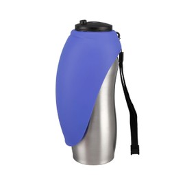 Portable Dog Water Bottle, 24 oz, Stainless Steel, Convenient Pet Water Dispenser, Collapsible Travel Bowl, Walking, Hiking, and Outdoor Activity, Compatible with Various Pets, Houd2Go (Blue, 24oz)