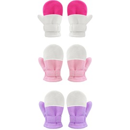 Baby Toddler Mittens Boys Girls Winter Outdoor Gloves Kids Easy-On Fleece Warm Mittens Color - Blocking Series in White M（1-2 years）
