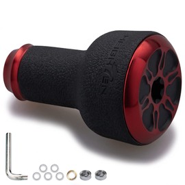 HEIGHTEN Fishing Reel Handle Knob for Shimano Daiwa Baitcasting Spinning Reel Stradic Vanford Sahara FI Tranx SLX Ballistic Exceler Tatula (24mm TPE - Black & Red) (426)