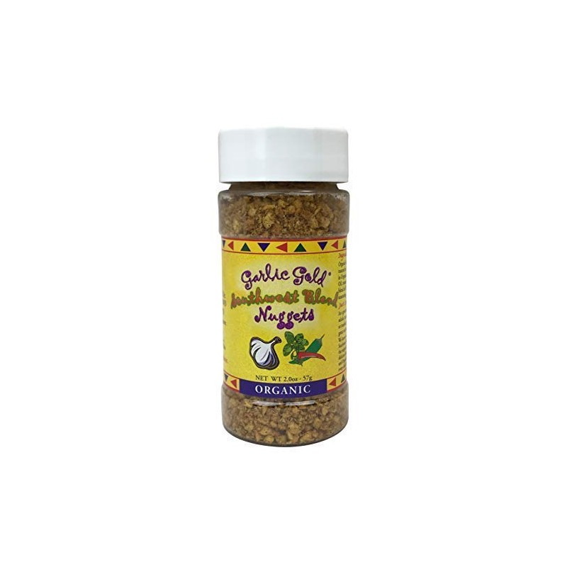 Garlic Gold Toasted Nuggets, Crunchy Organic Southwest Garlic Seasoning Shaker,