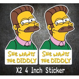 L1G SHE WANTS THE DIDDLY Smiling Sticker X2 4 in Decal Funny 4x4  JDM Drift Car 4WD