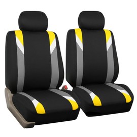 FH Group Front Set Cloth Car Seat Covers for Low Back Car Seats with Removable Headrest, Universal Fit, Airbag Compatible Car Seat Cover for SUV, Sedan, Van, Yellow