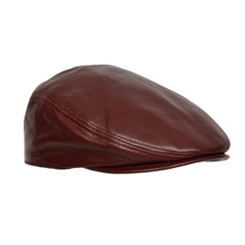 A1 FASHION GOODS Real Leather Flat Cap for Mens English Hat Casual Outdoor Headwear Louis (UK, Alpha, M, Burgundy)