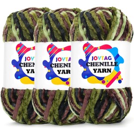 Camouflage Velvet Chenille Yarn for Crocheting Velvet Yarn Fluffy Yarn Plush Yarn Thick Bulky Chunky Chenille Velvet Yarn Soft Baby Blanket Yarn for Crocheting Hand Knitting 3 * 100g-Camouflage