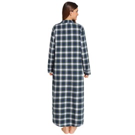 Latuza Women's Plaid Flannel Nightgowns Full Length Sleep Shirts XL GreenWhite