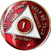 4 Year AA Medallion Metallic Red Tri-Plate Sobriety Chip