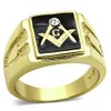YourJewelleryBox Mens Signet Ring Stainless 18Kge Masonic Simulated Diamond Gen