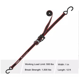 Husky 4-Pack Ratchet Tie-Down Straps 12 ft x 1", S-Hook, Quick Thumb Release, 1500 lbs