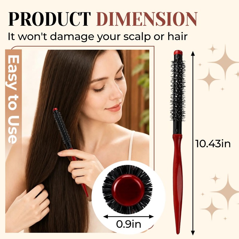 Small Round Brush for Blow Drying, 0.5in Mini Roller Brush