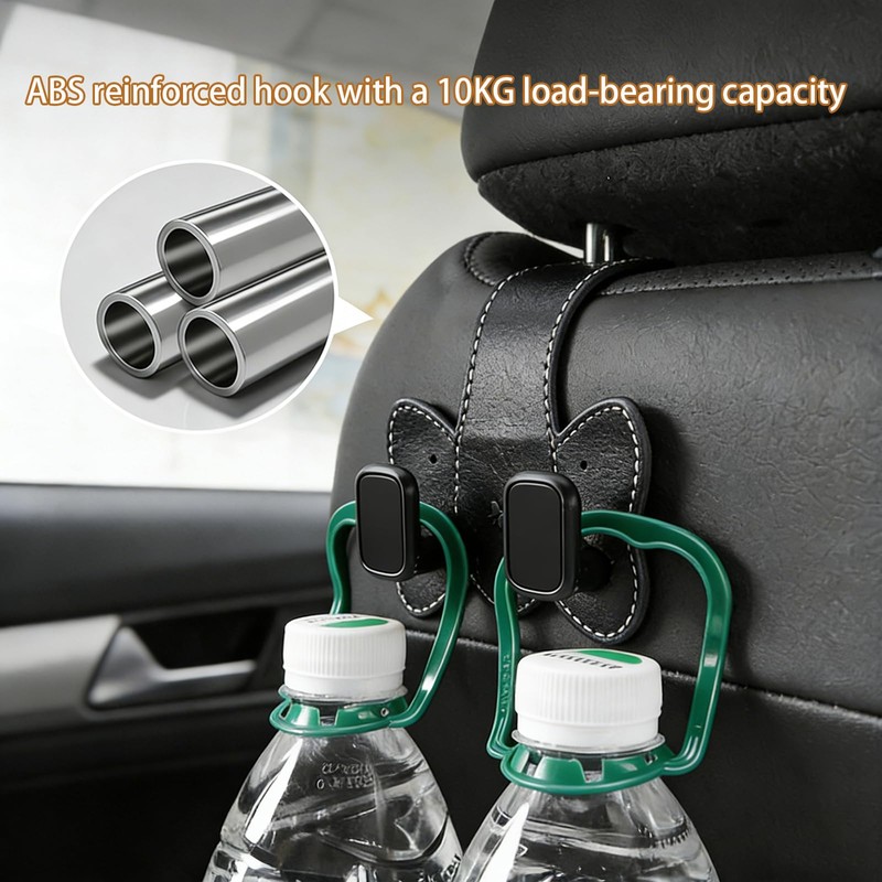 2 PCS Car Seat Hooks, 2-in-1 Leather Purse & Phone