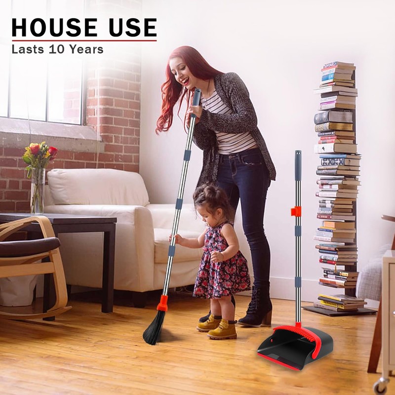 2-Pack is More economical,Brooms with Dustpan Combo Set， with 52"