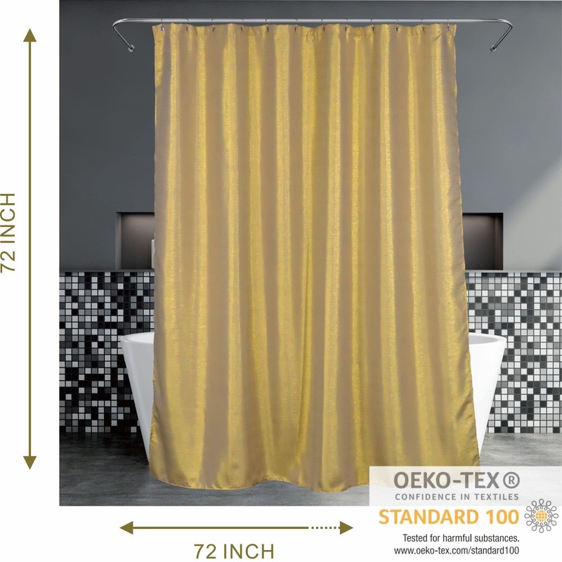 Popkozzi Gold Shower Curtains for Bathroom: Glitter Sparkle Bling Fabric
