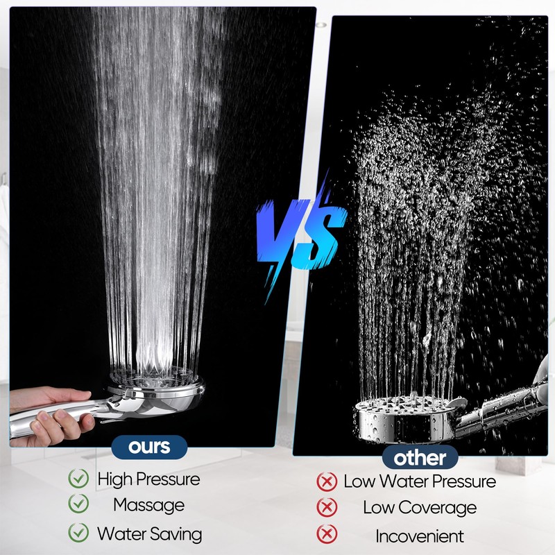 KINSE High Pressure Shower Head with Hose,9-Mode Handheld Shower Head,