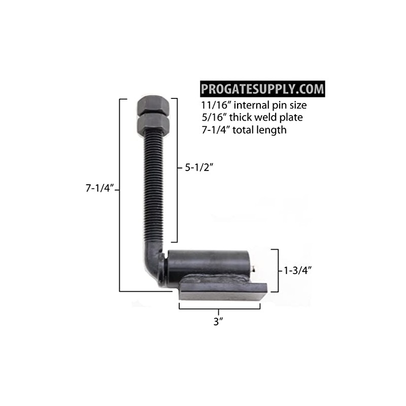 3/4" J-Bolt Gate Hinge | Heavy Duty 7" Adjustable Barrel