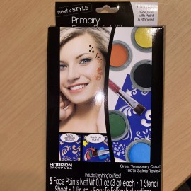 Next Style Face Paint kit 5colors - stencil sheet-brush see pics new