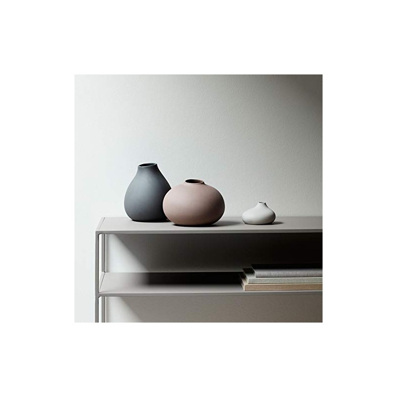 Blomus Vasen-65973 Set of 3 Vases, Pewter, Micro Chip, Bark,
