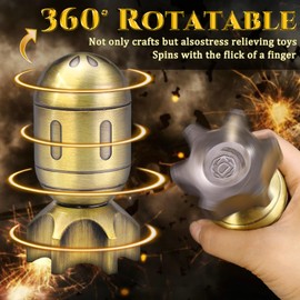 ZHOORQI DND Dice Set with Spinning Missile Dice Container, Polyhedral Metal Cube, Cyberpunk Bullet Dice for Warhammer 40K, RPG, D&D Gifts (PD-Bright Bronze