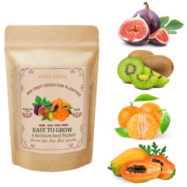 300+ Mix Heirloom Fruit Seeds Kiwi Fig Papaya Orange Seeds 4 Varieties Individually Packaged for Home Garden
