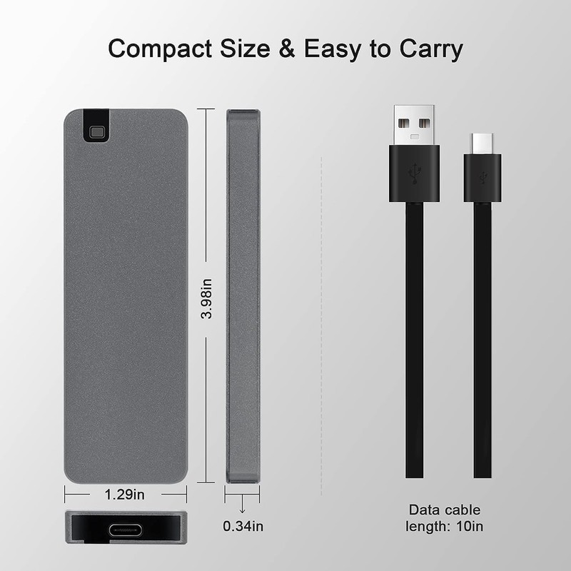 PRIMEAZON Gen 2 Portable SSD, 2TB, Aluminum Build