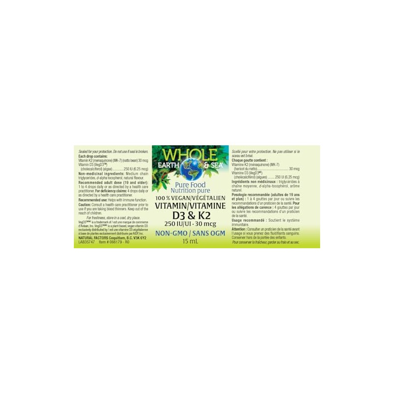 Whole Earth & Sea® 100% Vegan Vitamin D3 & K2