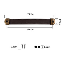 Begino 2PCS Brown Leather Drawer Handles with Mounting Screws - Modern Leather Trunk, Suitcase, and Cabinet Pulls