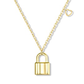 Jnrbecm Gold Lock Necklace for Women Gold Dainty Necklaces for Women 14k Gold Plated Pendant Necklace Simple Cute Necklaces for Women