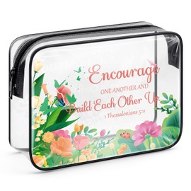 Encouragement Gifts for Women Christian Gifts Clear Makeup Bag Inspirational Religious Gift for Employee Coworker Best Friend Friendship Gift Christmas Birthday Gifts Cosmetic Bag PVC Toiletry Bag