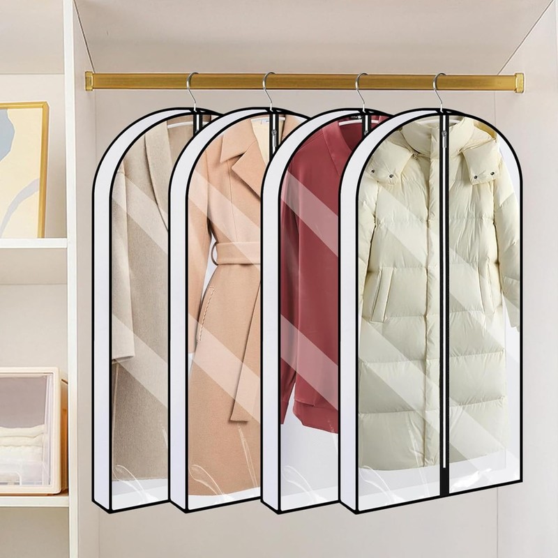 Preocea 4 Pack Garment Bags Suit Covers, Clear, 127 cm,