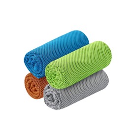 YIDAYO Cooling Towel, Set of 4 Colors, 38.2 x 11.0 inches (97 x 28 cm), Cooling Towel, Physical Cooling, 3 Seconds Cooling, UV Protection, Antibacterial, Odor Resistant, Sweat Absorbent, Quick Drying