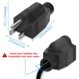 3 Prong Replacement Plug, 6 Pack Extension Cord Ends, Replacement Plugs 3 Prong with 1 Screwdriver, Neutral Ground Bonding Plugs, 3 Wire MalePlug, Power Plug Replacements, Black
